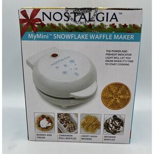 Nostalgia MyMini Snowflake Waffle Maker 5" Kid Breakfast Brunch Dorm Camper Gift